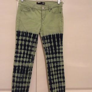 BDG Green and Navy Print Denim Crop, Sz 29